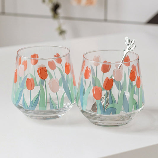 Floral Glass Cup